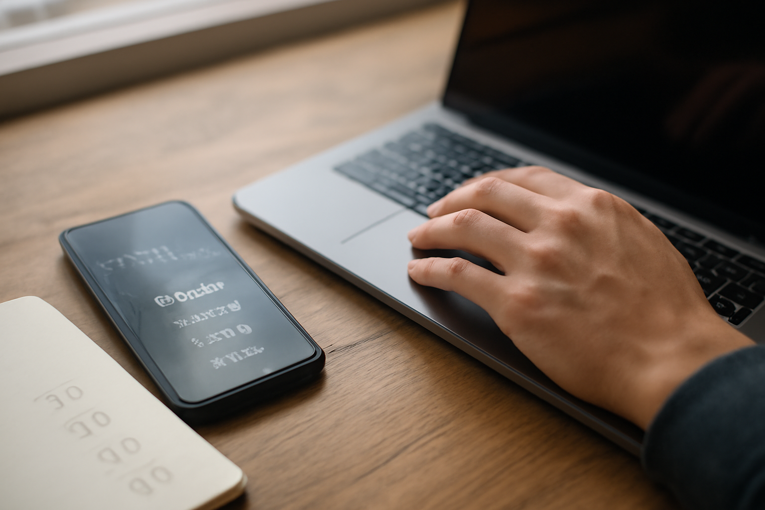 Tangan sedang menjalankan tes ping ke beberapa server DNS di laptop dan ponsel